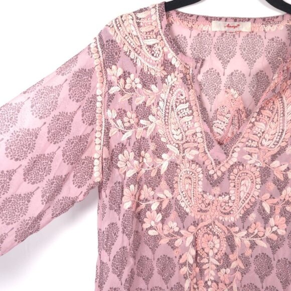 AMAYA ALLEGRA 100% SILK GEORGETTE TUNIC
Hand Embroidered & Printed 40 MEDIUM /LG - Picture 11 of 16